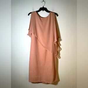 Elegant Pink Chiffon Overlay Dress